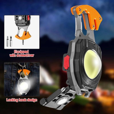 Powerdex PD-808 Çok Fonksiyonlu Tornavida Düdük Şişe Açacağı Ateş Yakıcı Mıknatıslı Type-C Şarjlı Anahtarlık Fener