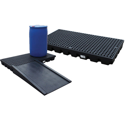 SJ-300-002 Spill Palllets İki Varillik Eklenebilir Siyah Döküntü Toplama Paleti