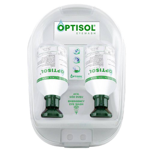 OPTİSOL Göz Yıkama Duşu Duvar Panosu İkili Set 500ML.Steril Sodium Cloride 0,9%