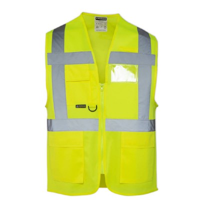 Mühendis Yönetici İkaz Yeleği Cepli Reflektörlü Sarı
