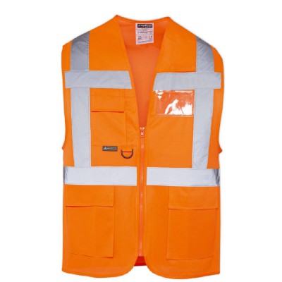 Mühendis Yönetici İkaz Yeleği Cepli Reflektörlü Turuncu