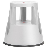 Tekerlekli Plastik Tabure Kaymaz Çift Katlı Gri Renk  