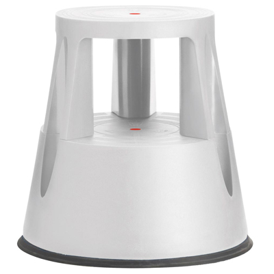 Tekerlekli Plastik Tabure Kaymaz Çift Katlı Gri Renk  