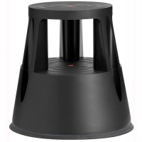 Tekerlekli Plastik Tabure Kaymaz Çift Katlı Siyah Renk