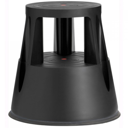 Tekerlekli Plastik Tabure Kaymaz Çift Katlı Siyah Renk