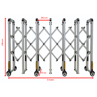 Akordiyon Mobil Katlanır Alüminyum Bariyer 200X120X37CM