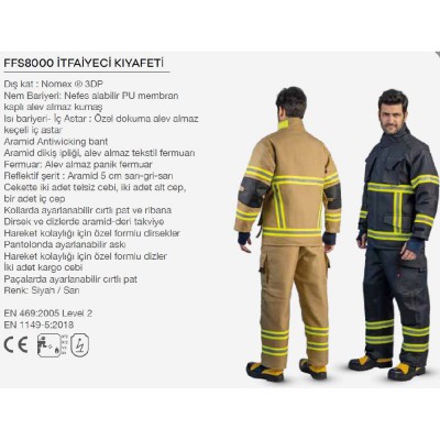 FFS8000 İtfaiyeci Kıyafeti Nomex 3DP (Ceket-Pantolon)