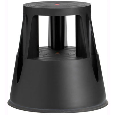 Tekerlekli Plastik Tabure Kaymaz Çift Katlı Siyah Renk