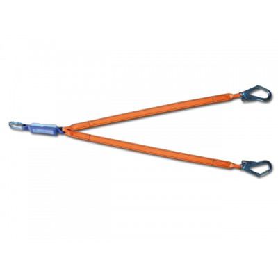 Şok Emicili Çelik Kanca Karabinalı Çift Bacaklı Kolonlu Uzatma Halatı "58mm"